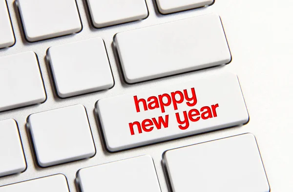 Happy new year on the keyboard. — Stok Foto