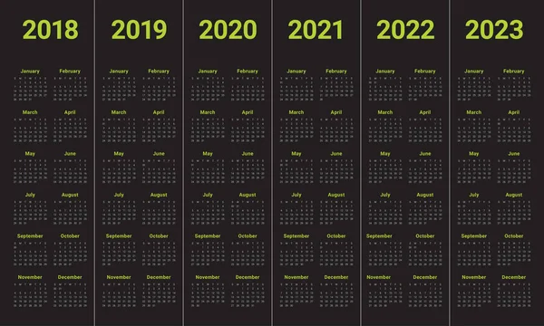 Jaar 2018-2019 2020 2021 2022 2023 agenda vector — Stockvector