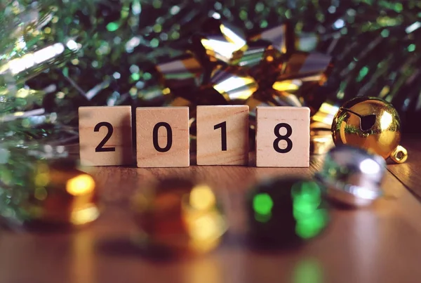 새 해 2018 나무 블록. — 스톡 사진