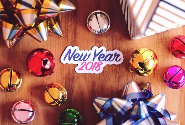 Nový rok 2018 s barevné dekorace. — Stock fotografie