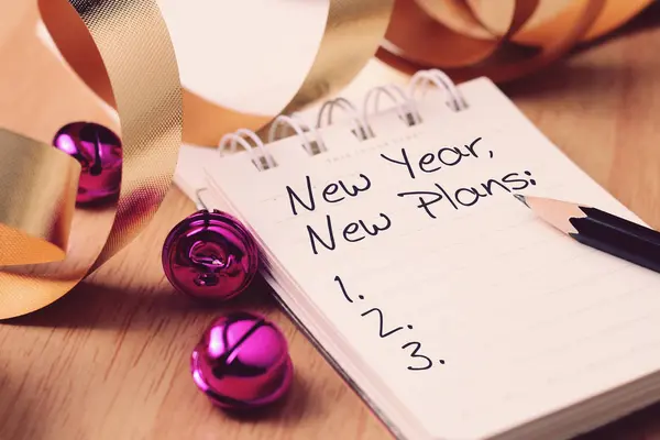 Año nuevo nuevos planes con decoración . — Foto de Stock