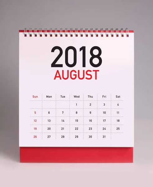 Calendário escrivaninha simples 2018 - agosto — Fotografia de Stock