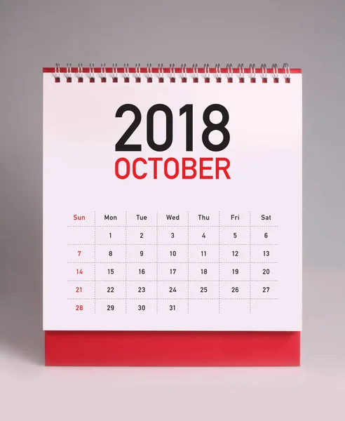 Basit masa takvimi 2018 - Ekim — Stok fotoğraf
