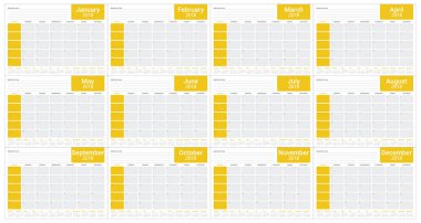 Yıl 2018 planlayıcısı takvim vektör çizim