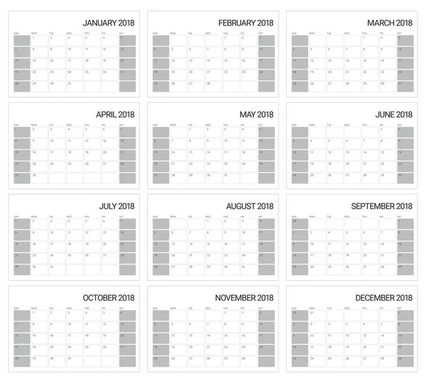 Εικονογράφηση διάνυσμα Ημερολόγιο έτους 2018 — Διανυσματικό Αρχείο
