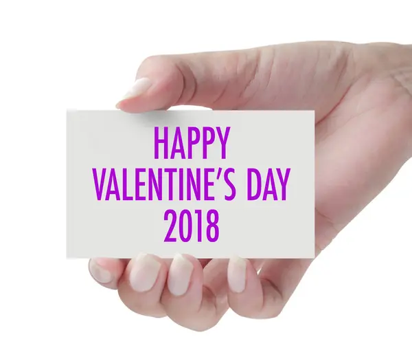 Hand showing Happy Valentine's 2018 — Stock Photo, Image