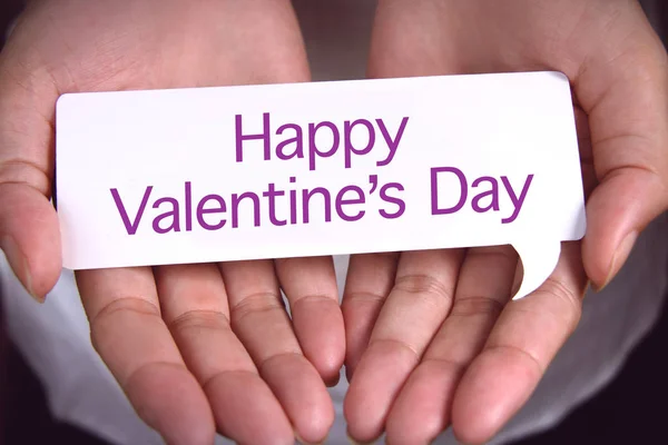 Hand showing Happy Valentine's Day. — Stock Photo, Image