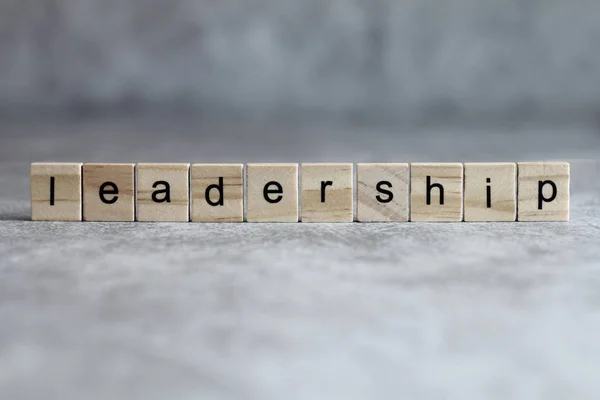 Palavra de liderança escrita sobre cubo de madeira — Fotografia de Stock