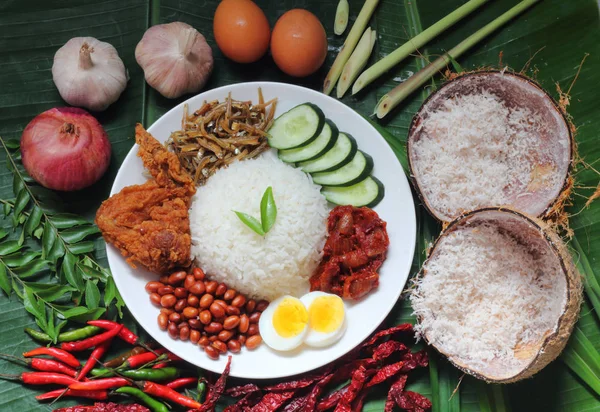 Asiático alimento nasi lemak — Fotografia de Stock