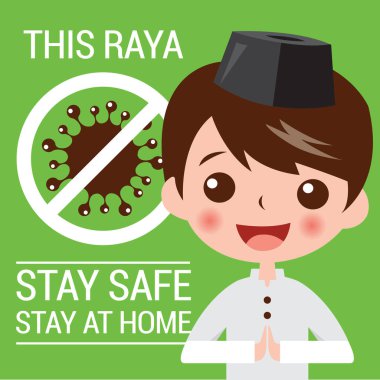 Selamat Hari Raya aidilfitri ve lütfen evde kal. Müslümanlar virüslerin yayılmasını önlemek için Hari Raya 'yı evde kutlamaya hazırlanıyorlar..