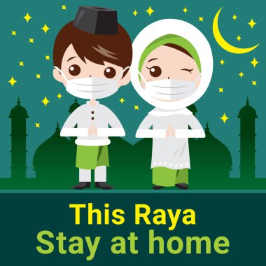 Selamat Hari Raya aidilfitri ve lütfen evde kal. Müslümanlar virüslerin yayılmasını önlemek için Hari Raya 'yı evde kutlamaya hazırlanıyorlar..