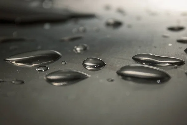 Gotas Agua Sobre Fondo Oscuro Cerca Marco Congelación Lluvia Tiempo Imagen De Stock