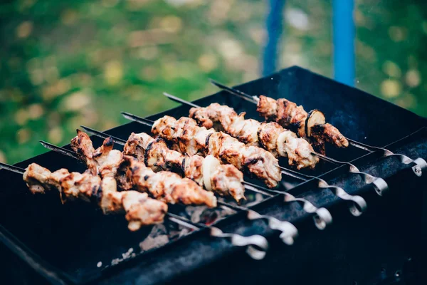 Gegrillter Dönerspieß Gegrilltes Fleisch Traditionelles Östliches Gericht Schaschlik Grillen Auf — Stockfoto