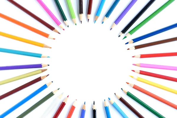 Colorful Pencils Pastel Gouache Isolated White Background Copy Space Drawing — Stock Photo, Image