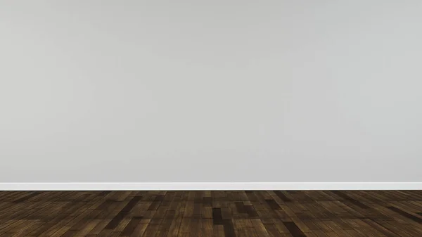 Внутренняя Пустая Комната Белая Стена Дерева Темно Коричневый Пол Иллюстрация — стоковое фото
