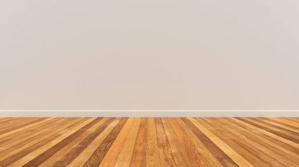 Внутренняя Пустая Комната Белая Стена Дерева Темно Коричневый Пол Иллюстрация — стоковое фото