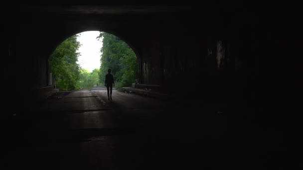 Une Jeune Femme Marche Dans Parc — Video