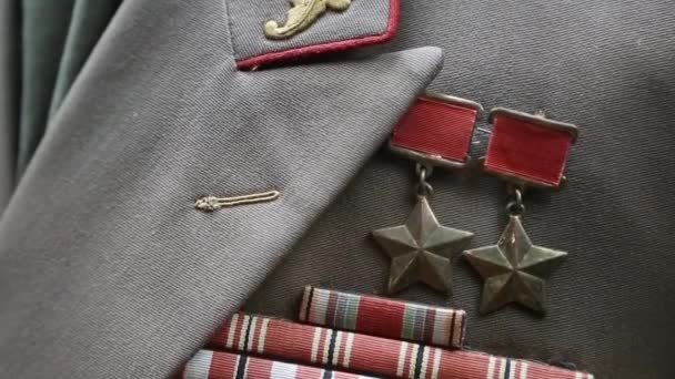 Orden Und Medaillen Eines Veteranen — Stockvideo