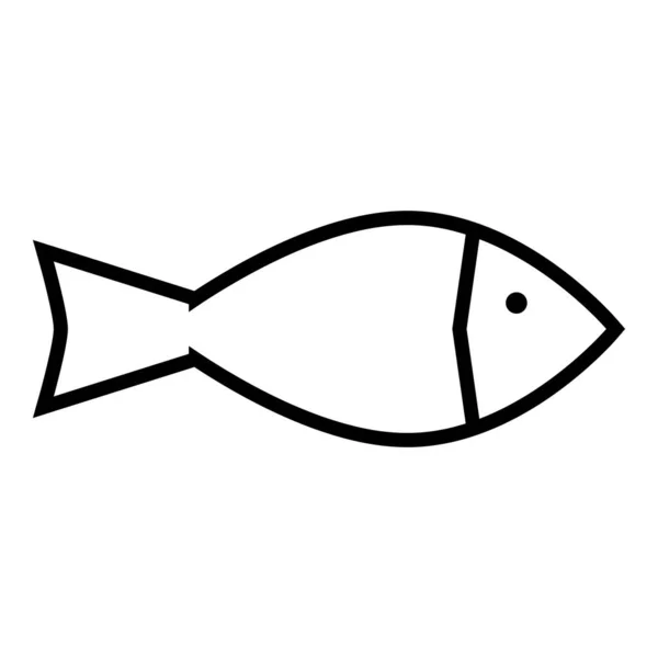 Fish Icon Eye Black Outline White Background — Stock Vector