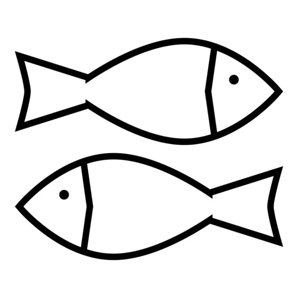 Horizontal Icon Pair Fishes Eyes Black Outline White Background — Stock Vector