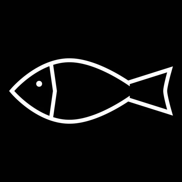 Fish Icon Eye White Outline Black Background — Stock Vector