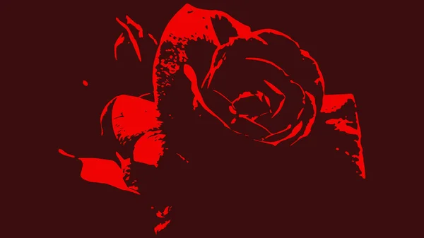 Blutrote Einfarbige Rose Auf Dunkelrotem Hintergrund Gemalt Einer Interessanten Technik — Stockvektor