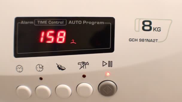 Botão Exibição Máquina Lavar Roupa — Vídeo de Stock