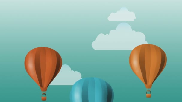 Colorful hot air balloons flying — Stock Video