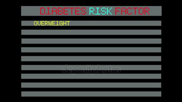 Concepto de factor de riesgo de diabetes — Vídeo de stock