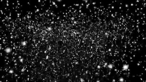 Очень сильный снегопад на черном фоне — стоковое видео