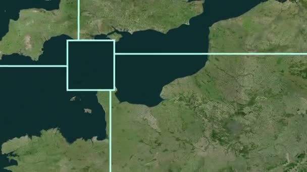 Efekt Zoom nadzoru satelitarnej w Londyn, Anglia — Wideo stockowe