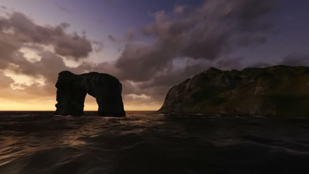 在海中央的大石头 — 图库视频影像