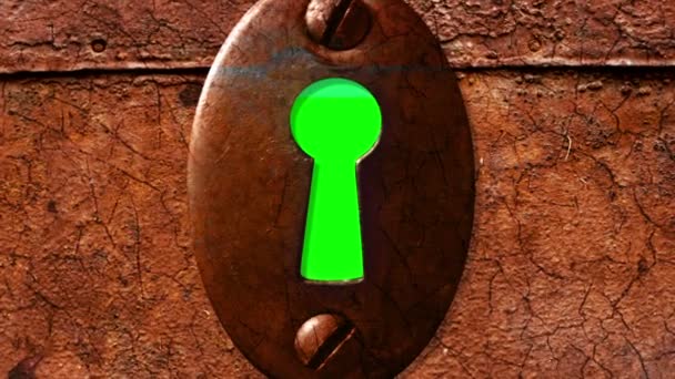 Buraco de chave com tela verde de fora — Vídeo de Stock