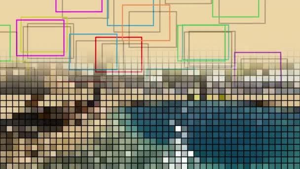 Mosaik med mörka grid-bakgrunden video — Stockvideo