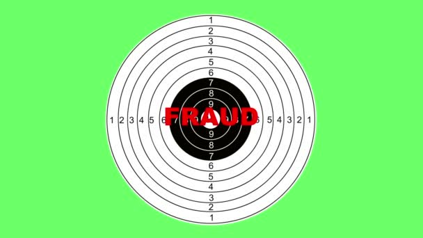 Shooting target with word fraud — Stock Video