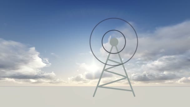 Antena transmitiendo ondas de radio — Vídeos de Stock