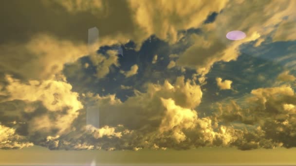 Witte kruis met tijd vervallen beweging wolken tegen een diep blauwe hemel — Stockvideo