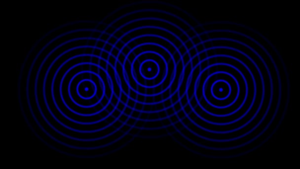 3 cirklar eller radio vågor strålar ut från centrum — Stockvideo