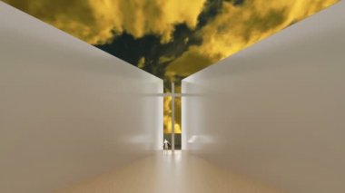  İki beyaz duvarlar arasında çapraz