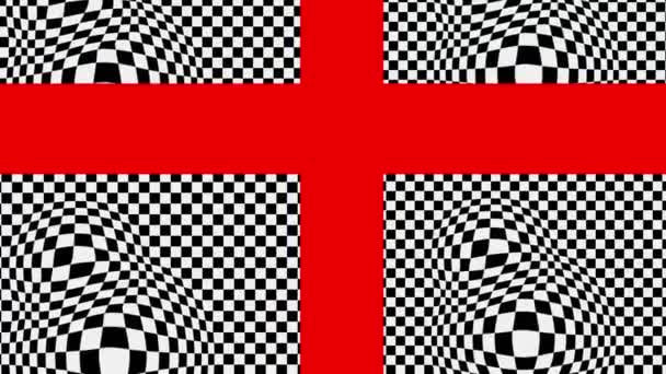 La croce rossa sulla base nera e bianca con rigonfiamento di effetto — Video Stock