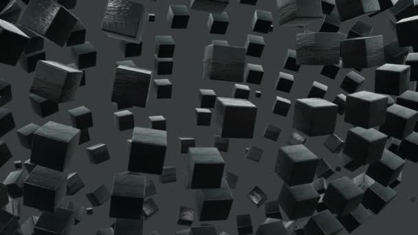 Кубики бетону, освітлені блакитним світлом, об'єднані в сферу — стокове відео