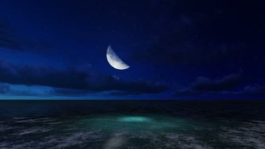  bir deniz mehtaplı gece sahnesinde 