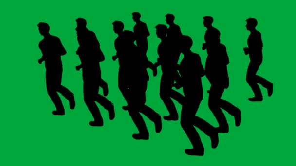 Silhouettes des personnes qui courent - séparées sur l'écran vert — Video