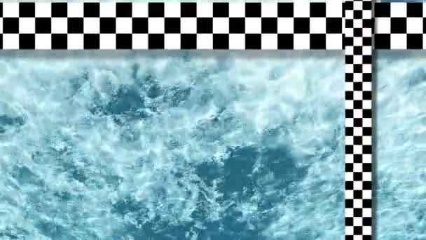 Refraction of sunlight in lake water with two moving checkered plane — Stock Video