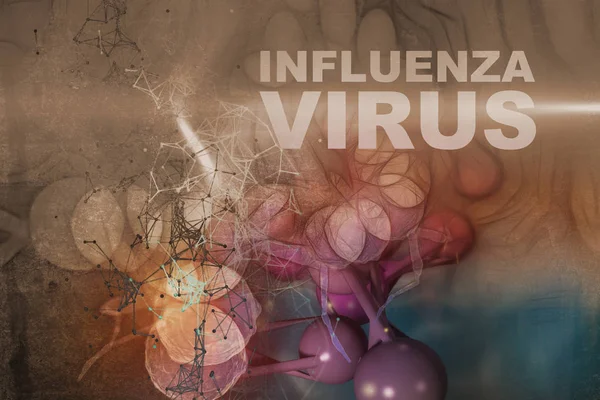 Απεικόνιση των κυττάρων του ιού της γρίπης — Φωτογραφία Αρχείου