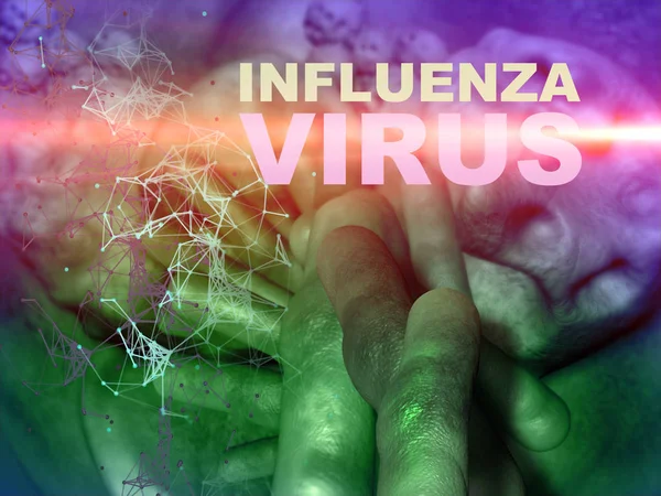 インフルエンザ ウイルスが細胞の図 — ストック写真