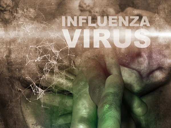 Ilustracja komórek wirusa grypy — Zdjęcie stockowe