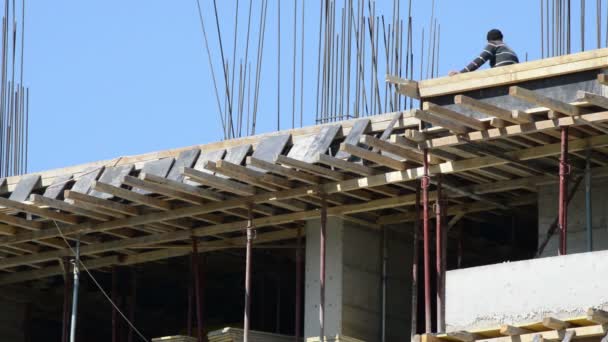 Edificio Casa Grupo Trabajadores Construcción — Vídeos de Stock