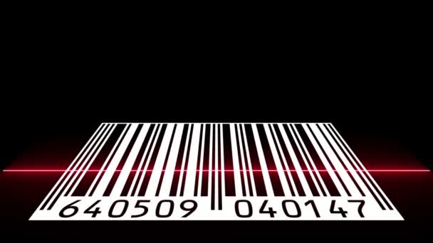 Animation Reading Bar Code Red Beam — Stock Video