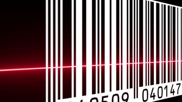 Animation Reading Bar Code Red Beam — Stock Video